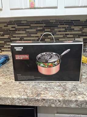 Sharper Image Copper Stainless Steel 2.4QT Sauce Pan with Lid